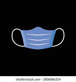 Blue face mask on black background flat icon