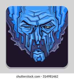 blue face mask on the with blue square icon
