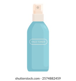 Blue face toner bottle with atomizer standing upright, showing the product label