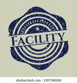 Blue Facility distressed rubber seal with grunge texture