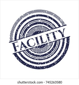 Blue Facility rubber grunge stamp