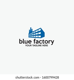 Blue Factory Vector Logo Design Template
