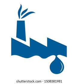 blue factory and water drop, vector logo icon 