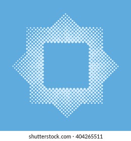 Blue faded background with star, light rays, halftone effect