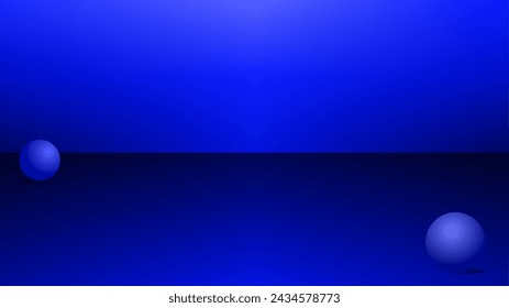 Fondo de degradado de perspectiva de desvanecimiento azul con dos esferas para presentaciones
