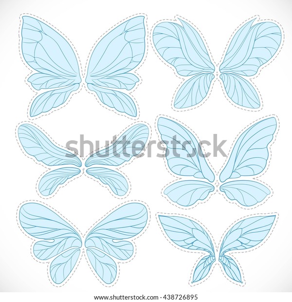 Blue Fairy Wings Dotted Outline Cutting Stock Vector Royalty Free