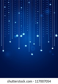 Blue falling diamond background with sparkles and glows