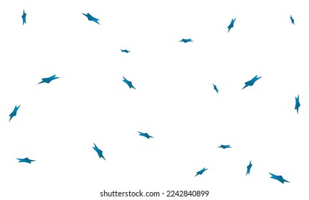 Blue falling gradient stars on white background