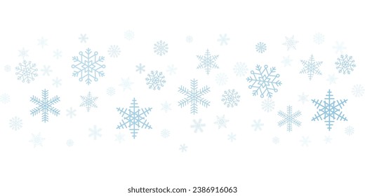 Blue falling snowflakes background banner, vector illustration.