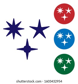 Blue Falling star icon isolated on white background. Meteoroid, meteorite, comet, asteroid, star icon. Set color icons in circle buttons. Vector Illustration