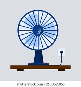 blue fan hand drawn flat illustration vector