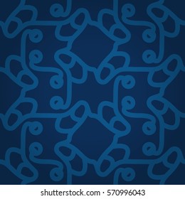 Blue fancy seamless pattern in alien style. Modern decor. Vector background.