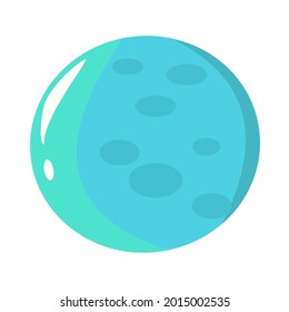 Blue Fantastic planet with craters Cartoon vector illustration on white background