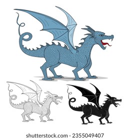 Blue Fantasy dragon vector illustration