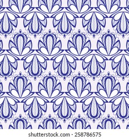 Blue fantasy floral seamless pattern - vector illustration.