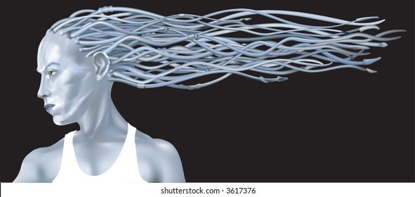 Blue Fantasy Lady A fantasy vector illustration of a beautiful blue woman