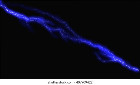 Blue fantasy lightning sparks on a black background