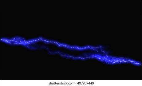 Blue fantasy lightning sparks on a black background