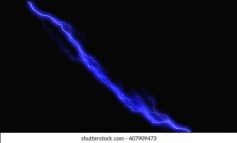 Blue fantasy lightning sparks on a black background