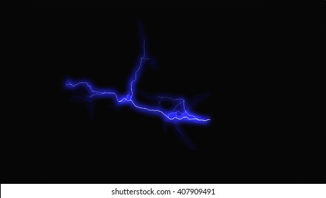 Blue fantasy lightning sparks on a black background
