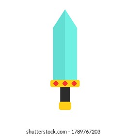 Blue fantasy sword flat design illustration