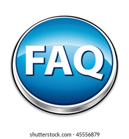 Blue faq button. Vector illustration.