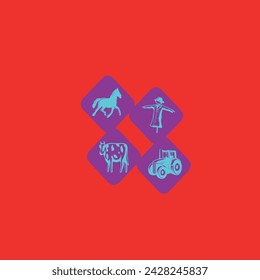 blue farm icons in the purple square in front of the background