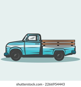 Blue farmer cab isolated with blue background