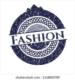 Blue Fashion distress rubber stamp with grunge texture