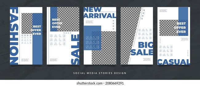 Blue Fashion Social Media Stories Banner or Flyer with Big Headline