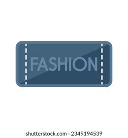 Blue fashion tag icon flat vector. Cotton fabric. Label cloth isolated