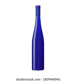 Blue fashion Wine bottle isolated on white background. Vector illustration