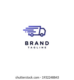 Blue fast Delivery Truck Icons With Speed Effect Lines