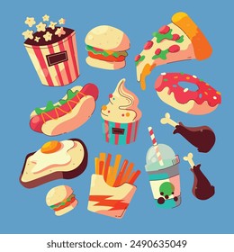 Blue Fast Food Asset Illustration