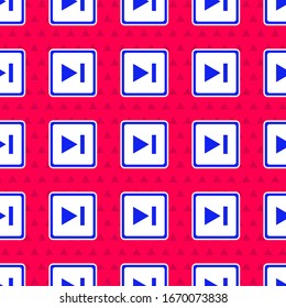 Icono de Blue Fast hacia adelante aislado sin fisuras en el fondo rojo. Ilustración vectorial