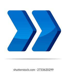 Blue fast forward symbol icon vector isolated illustration