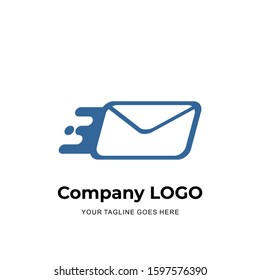 blue fast mail logo design