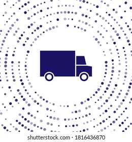Blue Fast round the clock delivery by car icon isolated on white background. Abstract circle random dots. Vector