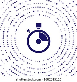 Blue Fast time delivery icon isolated on white background. Timely service, stopwatch in motion, deadline concept, clock speed. Abstract circle random dots. Vector Illustration
