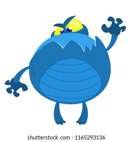 Blue fat monster character. Vector illustration clipart
