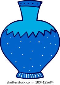 Blue fat vase, illustration, vector on white background
