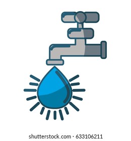 blue faucet with drop of water icon