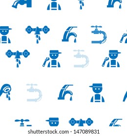Blue Faucet / Tap Seamless pattern, eps vector illustration