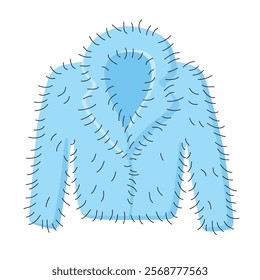 Blue faux fur jacket isolated vector illustration