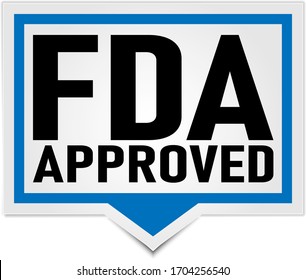 blue fda approved red square price tag vector illustration