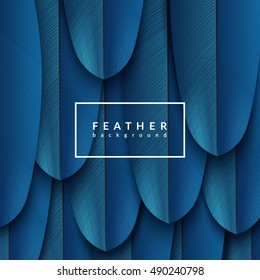 Blue feather background. Abstract dynamic composition. Eps10 vector feather illustration.