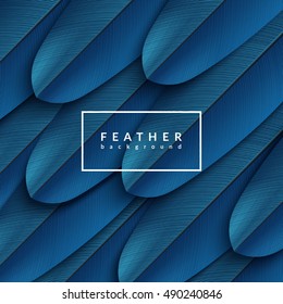 Blue feather background. Abstract dynamic composition. Eps10 vector feather illustration.