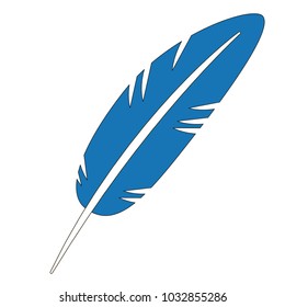 Blue Feather cartoon, the outlined illustration with thin line black stroke