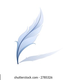 Blue feather - detailed illustration isolated on white