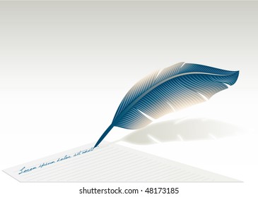 Blue feather - detailed illustration isolated on white